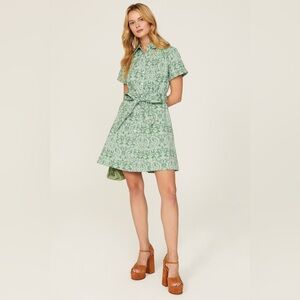 Hill House Home The Laura Dress Green Jacquered Size XXS